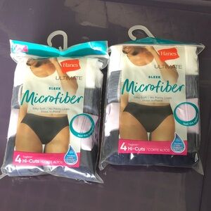 Hanes Ultimate Sleek Microfiber Hi-Cut Briefs Black, pink, grey, white bundle x2